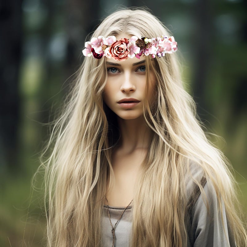 Vivivalue Fairy Flower Crown Woodland Headband Forest Elf Headpiece for Wedding Bridal Shower Renaissance Halloween Cosplay Maternity Shoot - Image 5